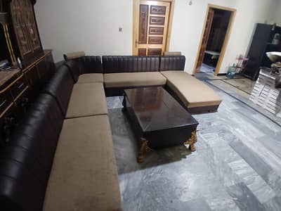 U Shaped sofa set with table