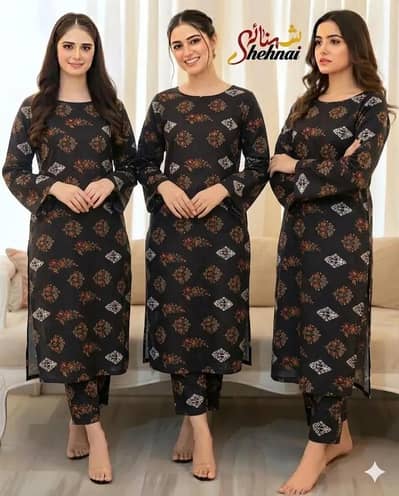 2 pcs women's unstitched printed suit