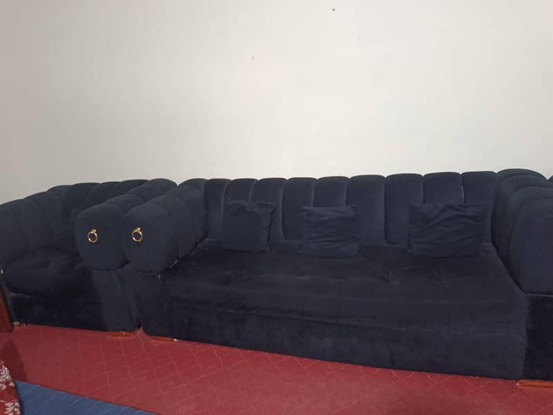 Velvety Black Sofas Set 0