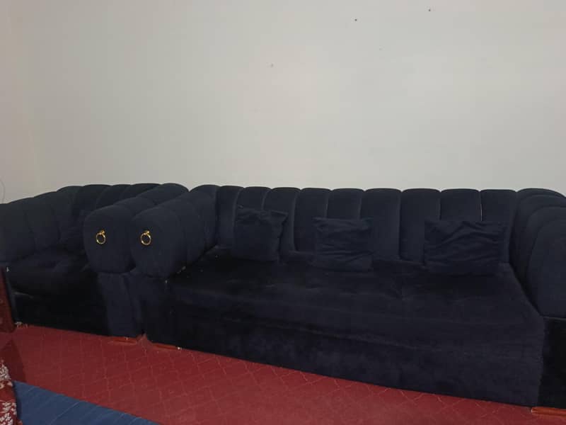 Velvety Black Sofas Set 2