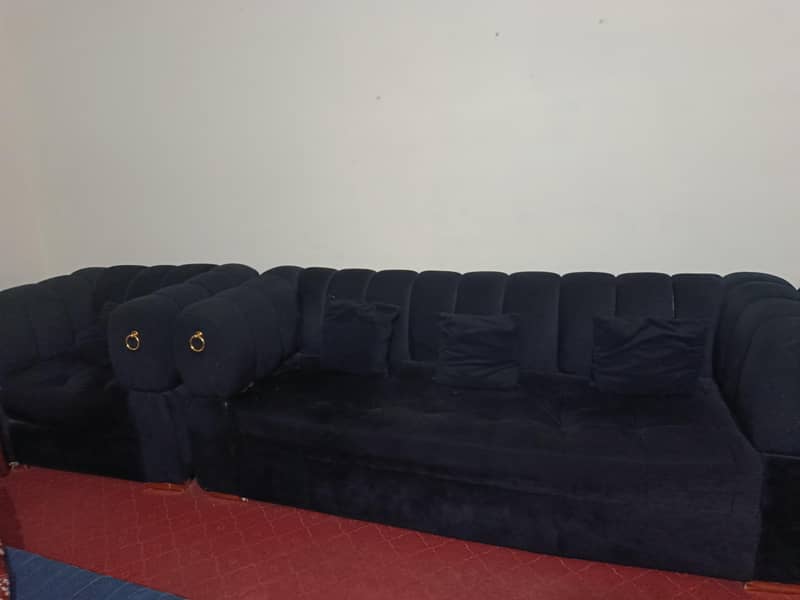 Velvety Black Sofas Set 3