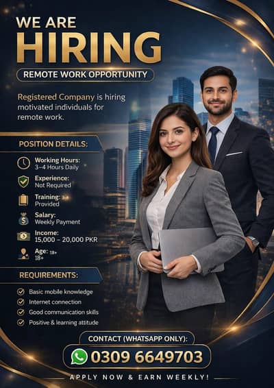 Remote Work Opportunity – Registered Company