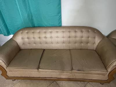 Sofa set of 3 ( beigh golden color)