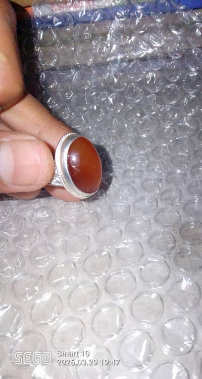 Yamni Aqeeq Ring in Chandi 100% Pure