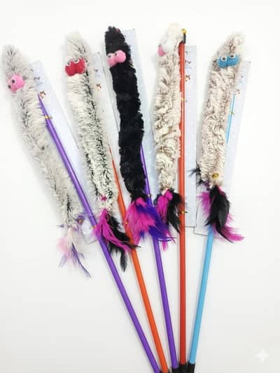 1 piece of Cat play fur toy - Interactive teaser wand