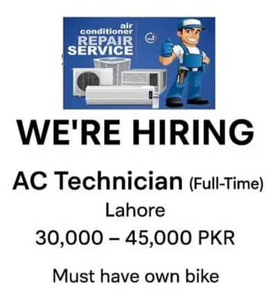 Hiring electrician+AC technician+ helpers