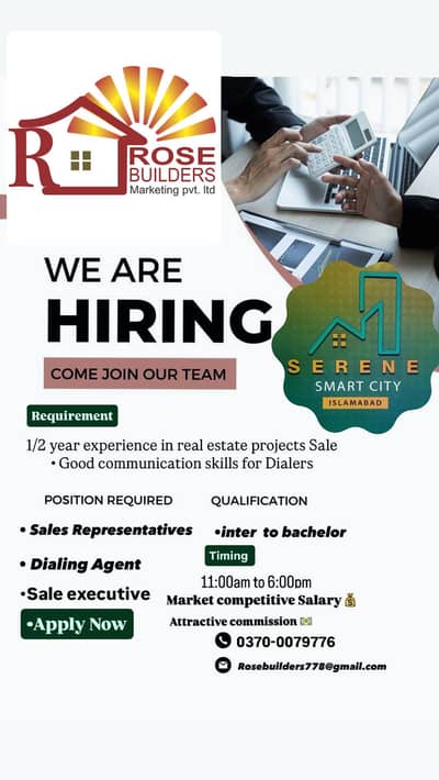 We are hiring male female staff for sales executives