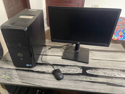 Dell CPU. Hp lcd. Chair table. Pora setup