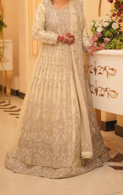 Royal Ivory & Silver Bridal/Engagement Gown (Front-Open Jacket Style)