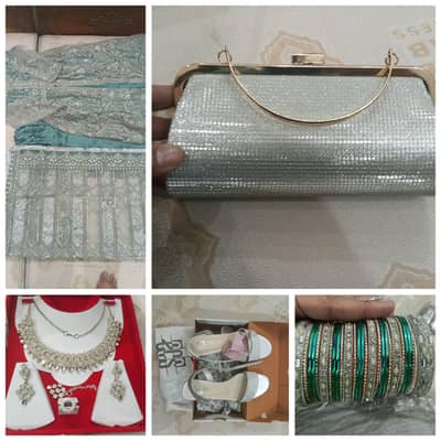 Bridal Dress alongwith set, clutch, bangles and 2 pairs of shoes