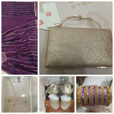 Bridal dress alongwith set, clutch, 2 set of bangles and shoes
