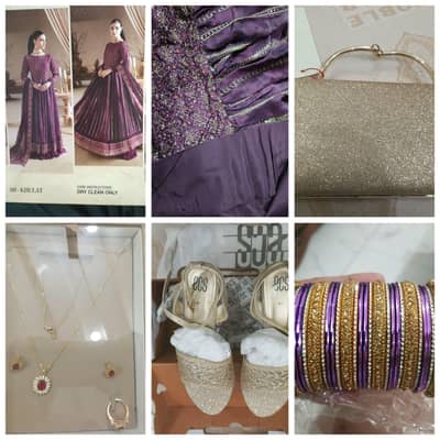 Bridal dress alongwith set, clutch, 2 set of bangles and shoes