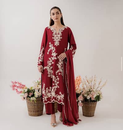 Premium Quality Raw Silk Fabric- 80 Ghaz Red dyed