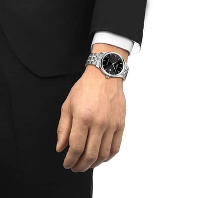 Tissot Tradition Silver Stainless Steel Black Dial Quartz Watch