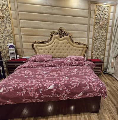 Bed for sale with dresser and 2 side tables