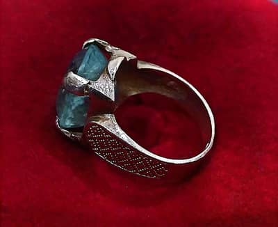 Aquamarine gemstone chandi ring