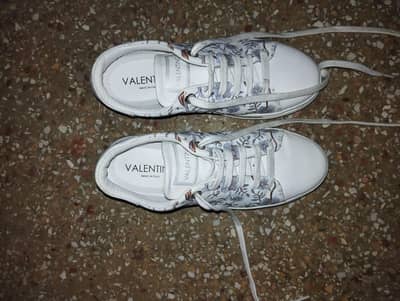 Valentino White and Blue Floral Sneakers, crafted in Italy.