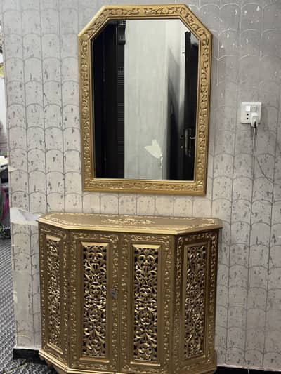 Wooden console with mirror
