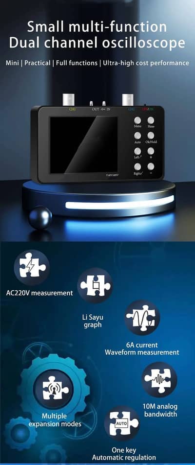 SCO2 2 Channel Digital Oscilloscope 10MHz 50MSa/s for DIY Repairs
