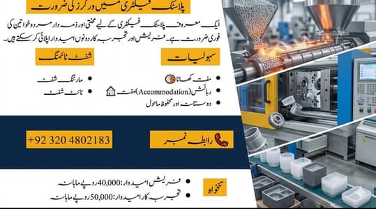 Plastic factory staff required male female lahore job jobs lahore