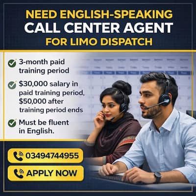 Need English-speaking call center agent for limo dispatch