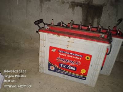 2  Used Phoenix TX-2500 230Ah Tubular Batteries for Sale