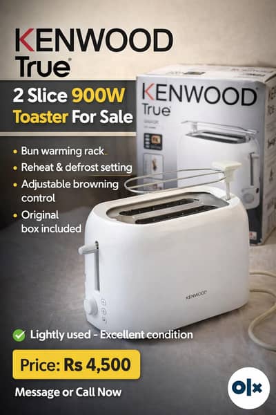 Kenwood True Toaster 2 Slice 900W with Box – Excellent Condition