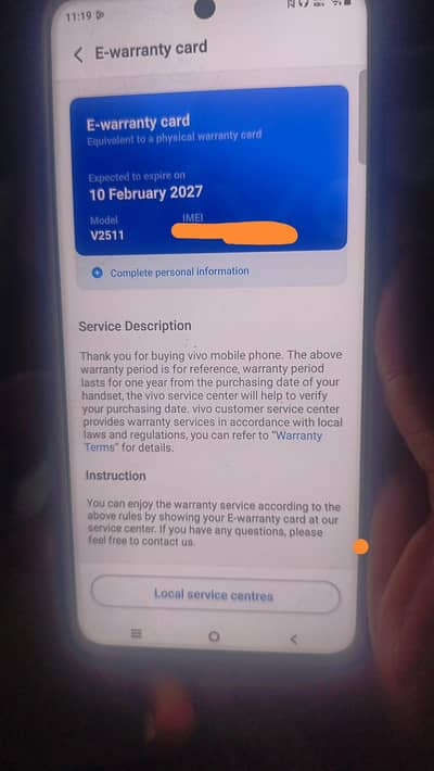 vivo v60 11month warranty
