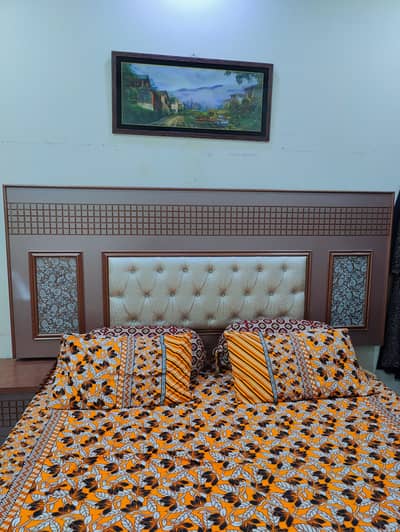 Stylish Poshish King Size Bed with Two side tables