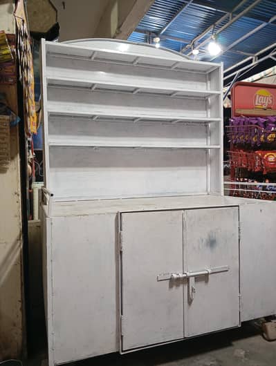 FOR SALE.    “Dukaan ke liye Shelves Rack + Neeche Cabinet (Used)”