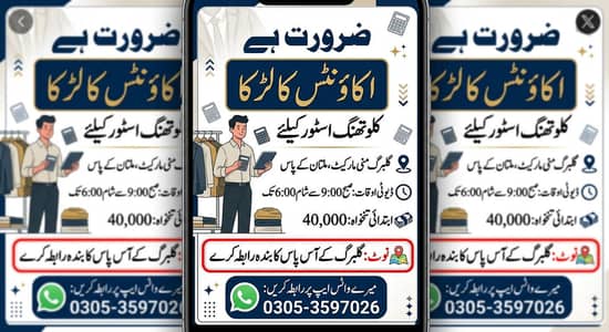accounts assistant required in WhatsApp 0305-3597026