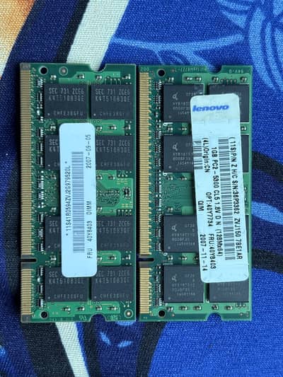 Original Lenovo 1GB DDR2 Laptop RAM - PC2-5300 667MHz (Pair Available