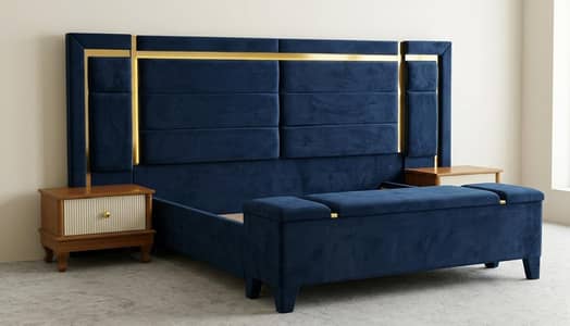 King Size Double Bed Set Poshish Bed set Customize color options