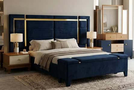 King Size Double Bed Set Poshish Bed set Customize color options