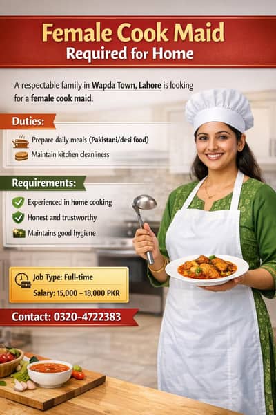 Cooking maid required