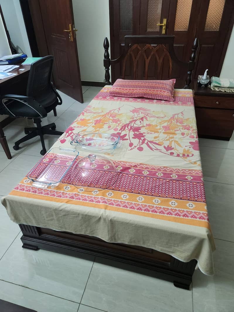 Single bed with side table pair 0