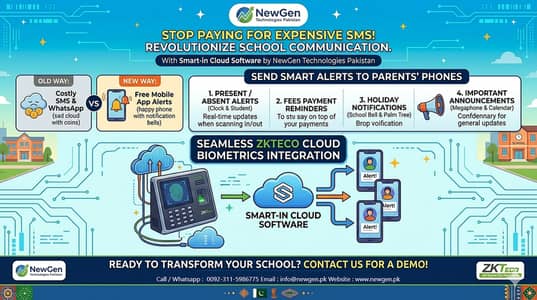 Whatsapp and Sms Alert for School via Zkteco supported Smartin Cloud