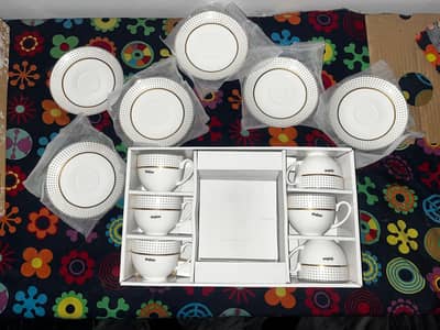 12 Piece Tea Set Cups Saucers Ceramic New