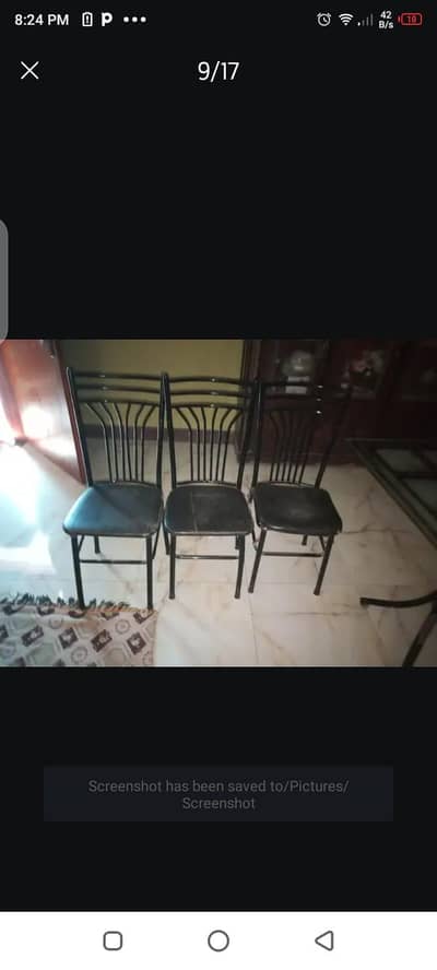 4 chairs dining table for sale base iron stand top fully havey glass