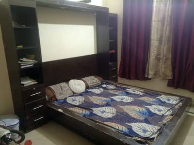 Modern Wooden Bed with Storage – Urgent Sale