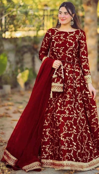 embroidered katan silk lahenga