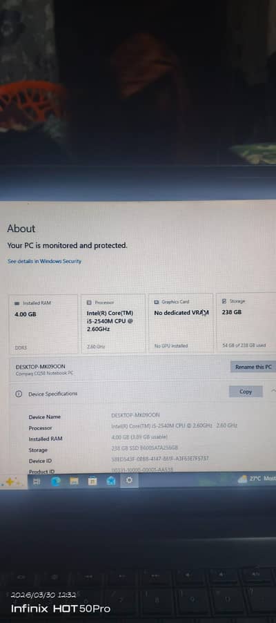 Hp laptop from sall scratchless piece