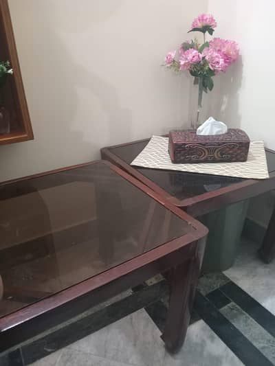 Luxury 3 piece table| wood table with Glass | wood table For Sale