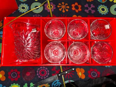 Glass Water Set (1 Jug + 6 Glasses)  New Condition