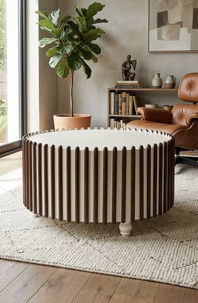 New Wooden Round Drum Coffee Table