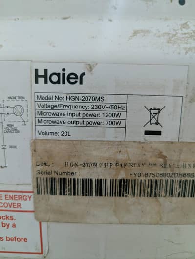 Haier 20L Microwave Oven – 700W Output, Good Condition