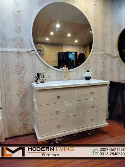Vanity Dressing Tables Round Mirror Beautiful Look Best Quality