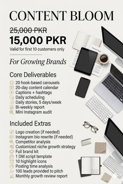 Social Media Growth Package - 20 Carousels, Brand Kit, 100 Leads