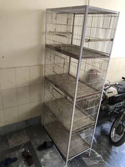 4-Portion Large Iron Bird Cage with Removable Trays