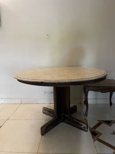 Round Marble and wooden dining table
